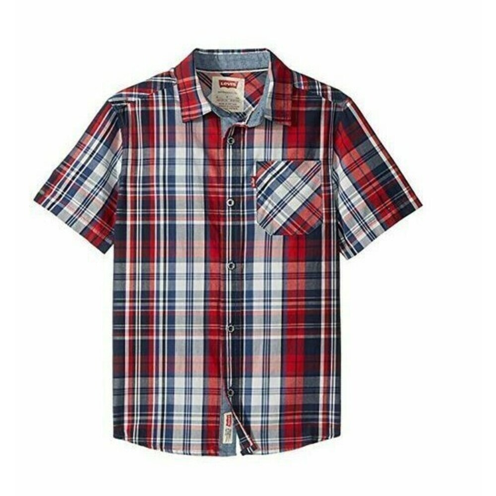 Levi's Youth The Smith Short Sleeve Shirt Chinese Red Size XL 13-15 Years